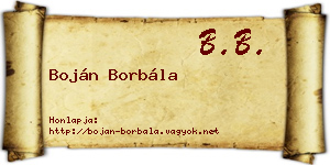 Boján Borbála névjegykártya